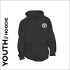 youth black hooded top front image with club badge on chest