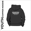 youth black zipper hooded top back image with club badge across shoulders