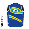 Custom club cycle gilet design in full sublimation print. Back picture showing breathable paneling and horizontal zip to allow access to rear jersey pockets.