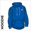 West Yorkshire LDWA royal hoody front with embroidered badge on left chest 