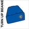 royal beanie with embroidered club crest on the front. 