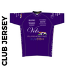 Short sleeve custom cycle jersey club design in full sublimation print. Front picture showing full length hidden SBS zip, high collar for comfort fit and silicon gripper at hem.