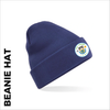 Navy Blue Beanie with embroidered badge Front Centre
