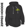 Rothwell Harriers zipped black hooded top front image with embroidered club badge on chest