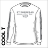 St. Theresas white Long Sleeve reflective athletics Cool T-Shirt front image with printed club badge on chest 