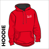 Team hooded top front with embroidered badge on left chest