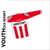 Youth long sleeve custom cycle jersey club design in full sublimation print. Back picture showing 3 rear pocket to stow riding supplies.