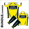 Summer club bundle kit. Full kit including cycle jersey, cycle arm warmers and cycle gilet in the custom club design. 