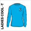 blue ladies LS cool T with printed club text on front