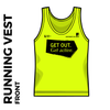 university of leeds electric green athletic vest - front image with get out get active print and logos on chest