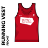 university of leeds red athletic vest - front image with get out get active print and logos on chest