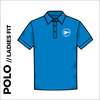 Sapphire blue ladies polo shirt with embroidered chest logo 