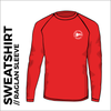 Red raglan sweatshirt with embroidered chest logo 