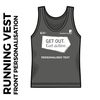 university of leeds racer back athletic vest - front image showing personalisation