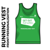 university of leeds run leaders racer back athletic vest - front image showing personalisation