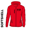 Pudsey and Bramley AC hooded softshell athletics jacket, back view with club badge on left chest