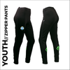 YOUTH Zipper warm up pant with full length side zip and club badge on right thigh