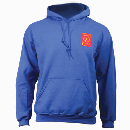 Hadrians Hundred official Hooded top. Blue colour cotton blend fabric for comfort with ribbed hem and cuffs.
