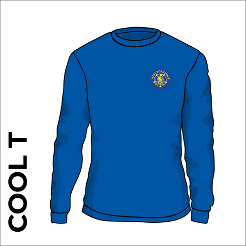 West Yorkshire LDWA royal long sleeve Cool-T, moisture wicking with embroidered left chest badge