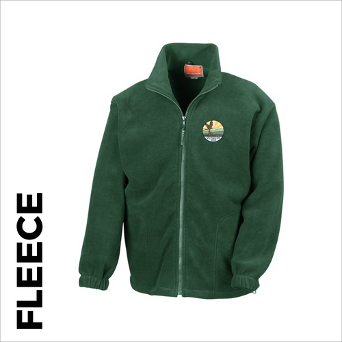 Bottle green fleece front with embroidered left chest badge