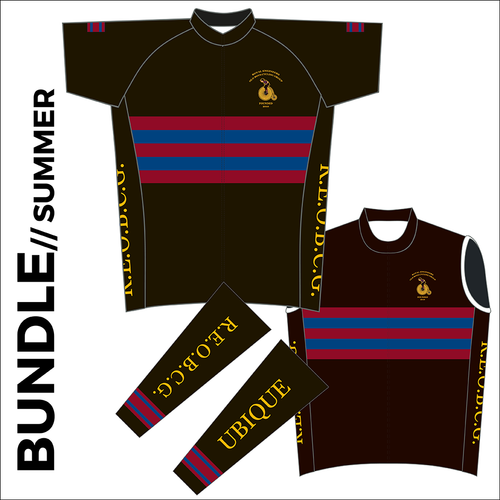 Summer club bundle kit. Full kit including cycle jersey, cycle arm warmers and cycle gilet in the custom club design. 