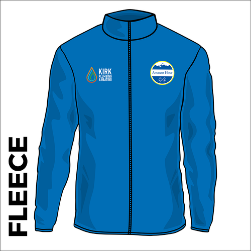 Fleece top front with embroidered badge on left chest