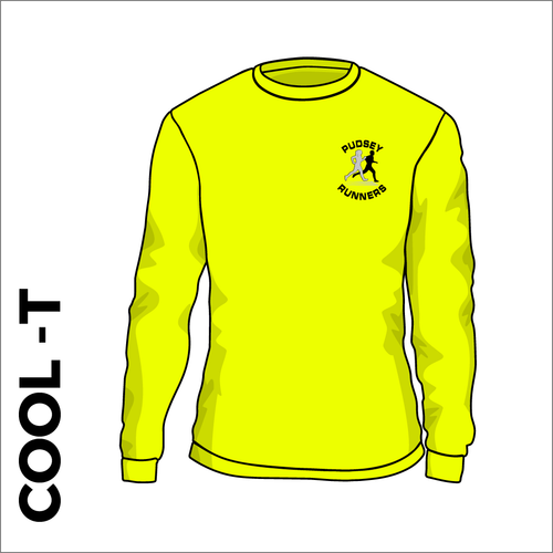 yellow LS cool T with printed club text on front