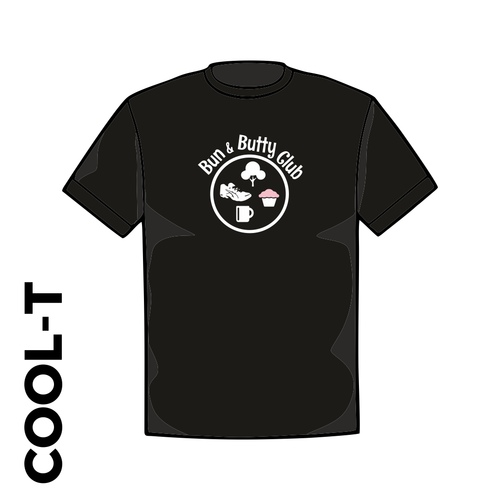 Black Cool-T, moisture wicking with printed left chest badge