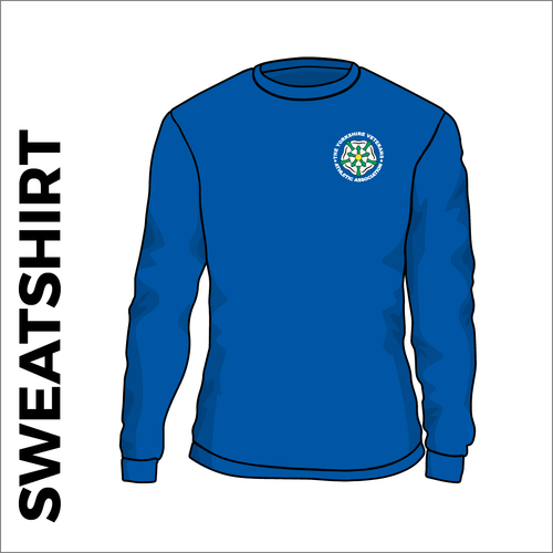 royal sweater front with embroidered badge on left chest 