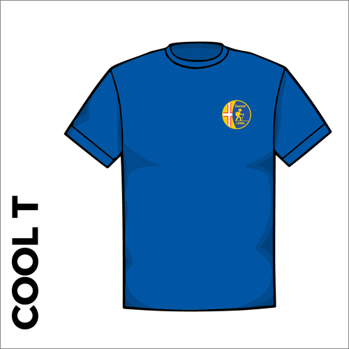 royal Cool-T, moisture wicking with embroidered left chest badge