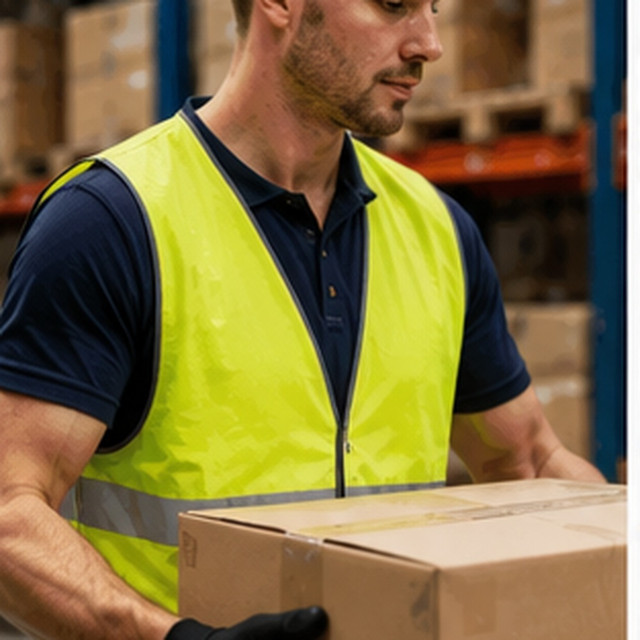 Warehouse worker wearing an Elite Pro back support brace