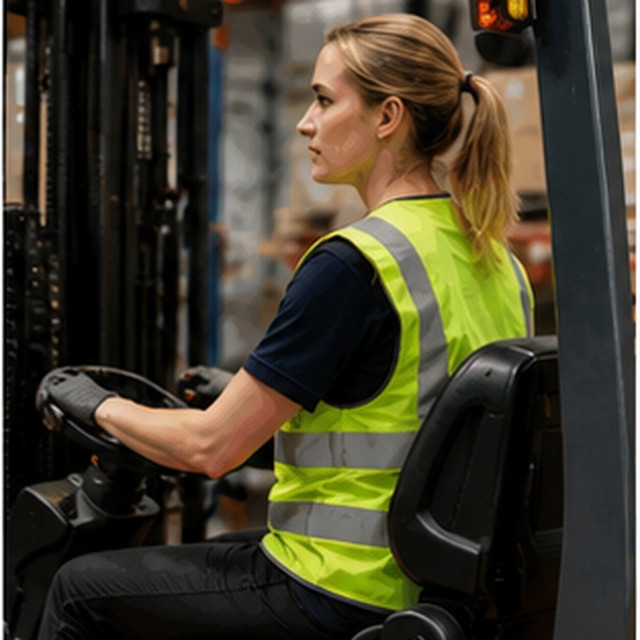 Forklift operator wearing an Elite Pro back support brace