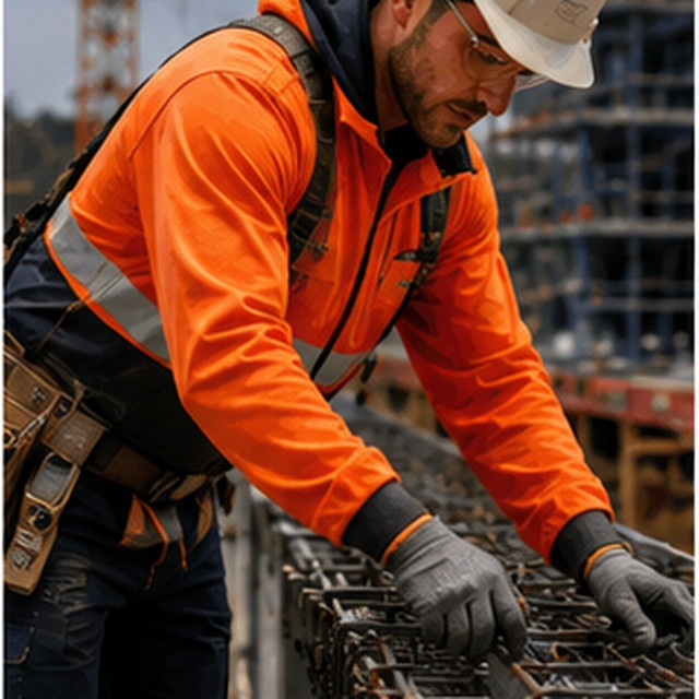 Construction worker wearing an Elite Pro back support brace
