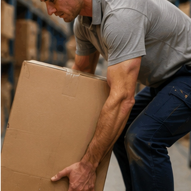 Worker lifting and carrying while wearing an Elite Pro back support brace