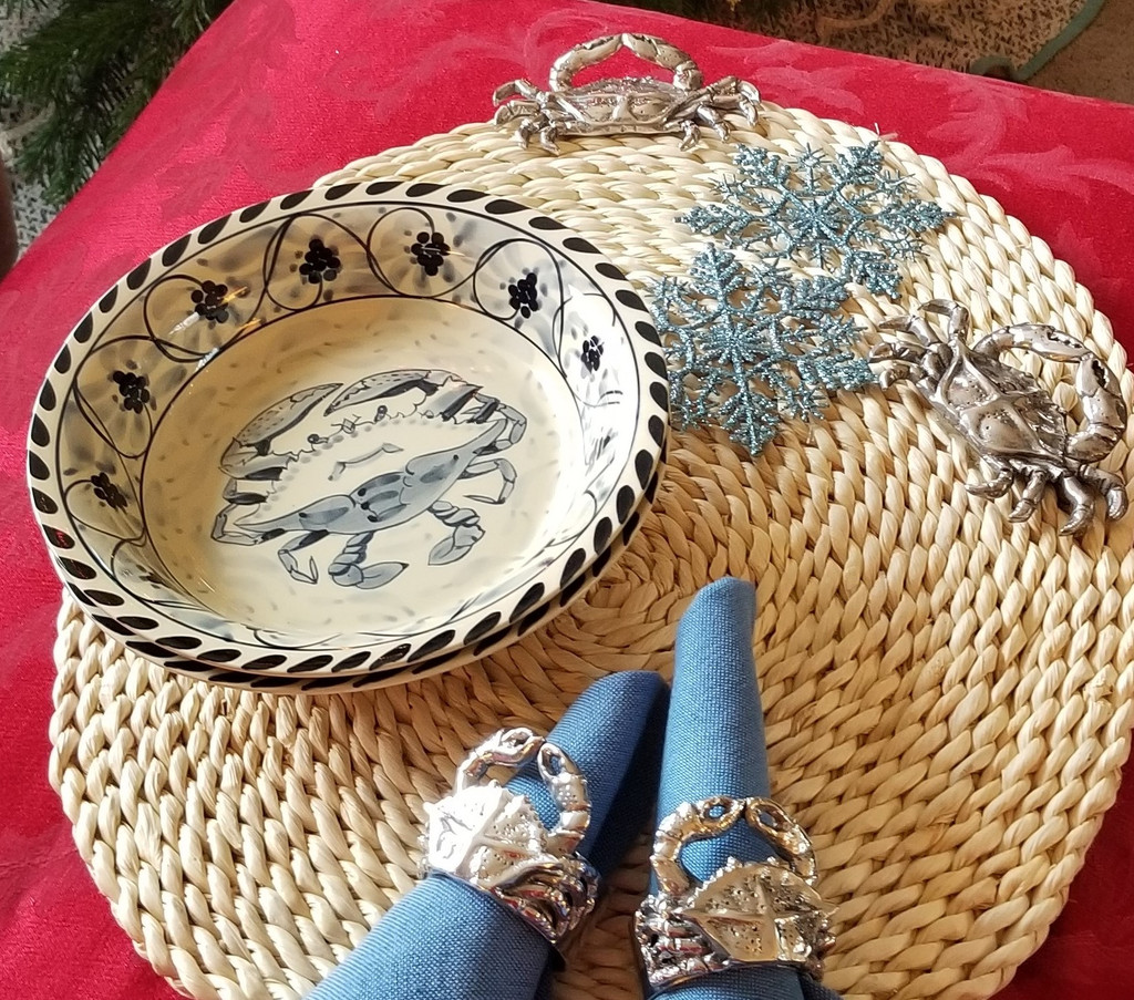 Blue Crab Pasta Bowls - set of 4 | Caron's Beach House