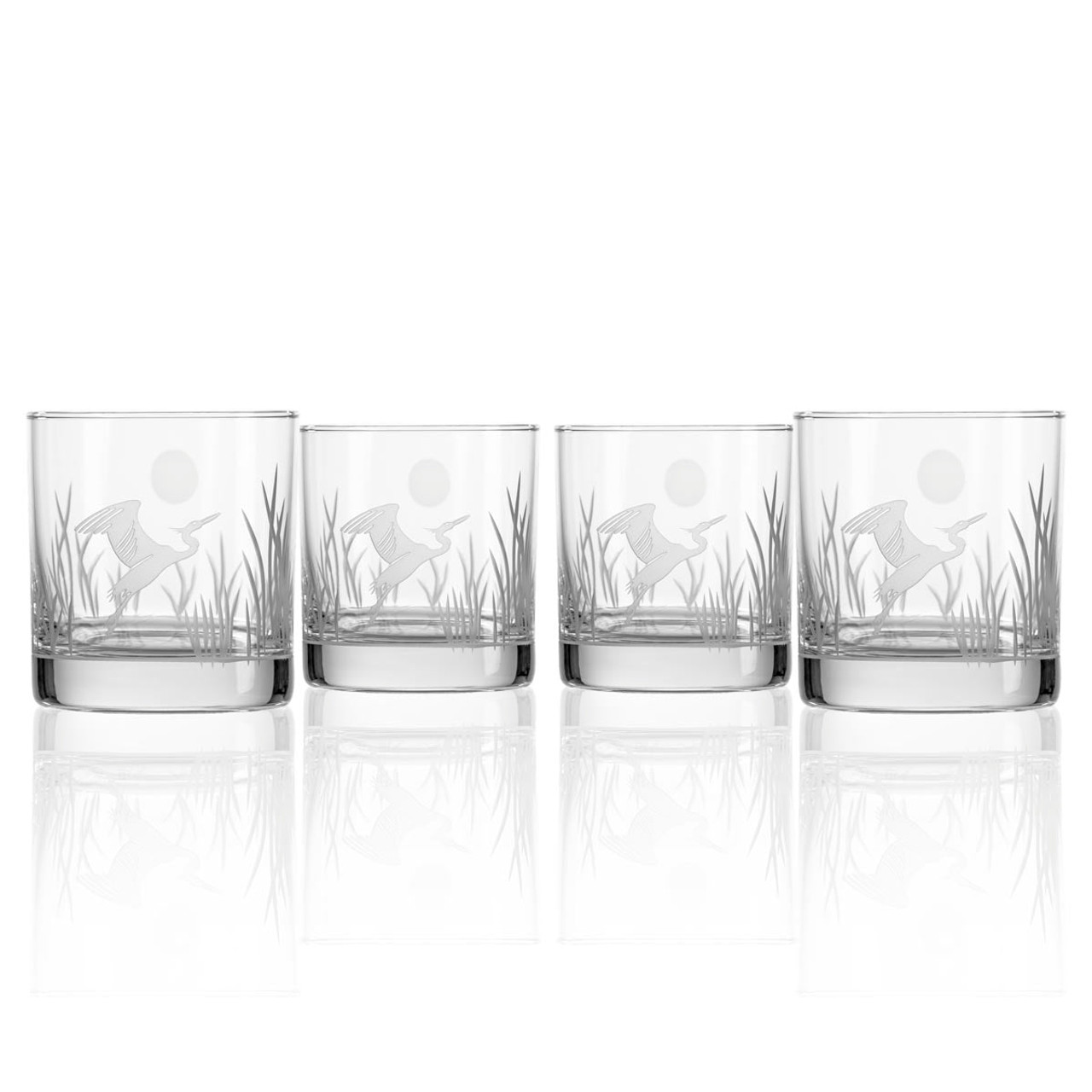 Heron Etched Stemless Wine Glasses Set Of 4 Caron S Beach House