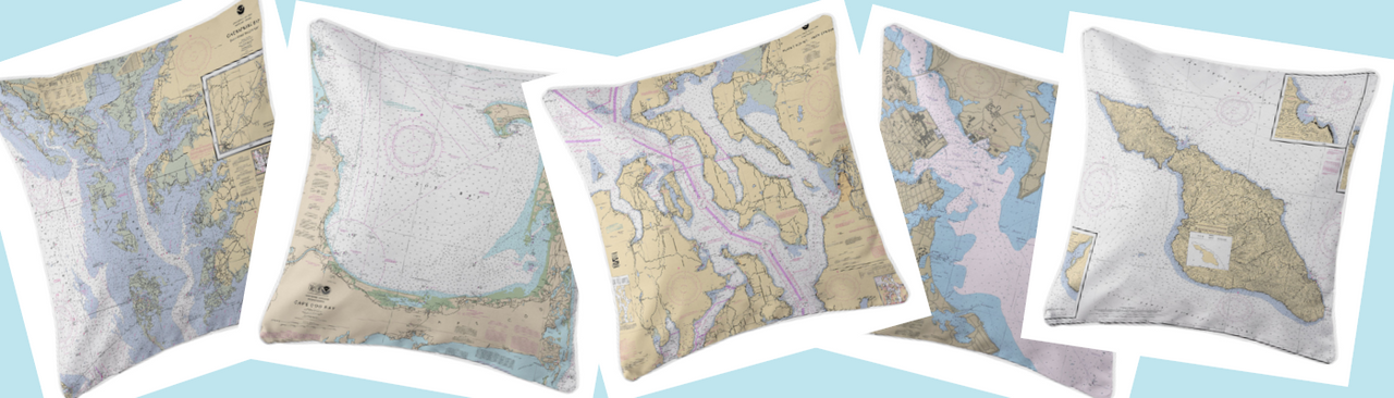 Nautical Chart Pillows Nautical Chart Pillows