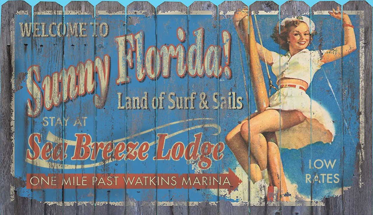 Personalized Sailfish Marina Vintage Sign, Custom Beach House Decor, Fort  Lauderdale Sign