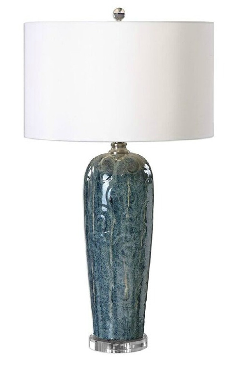 blue swirl glass lamp