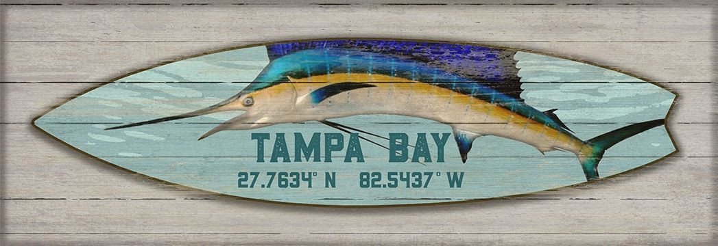 Blue Marlin Latitude Surfboard Custom Art | Caron's Beach House