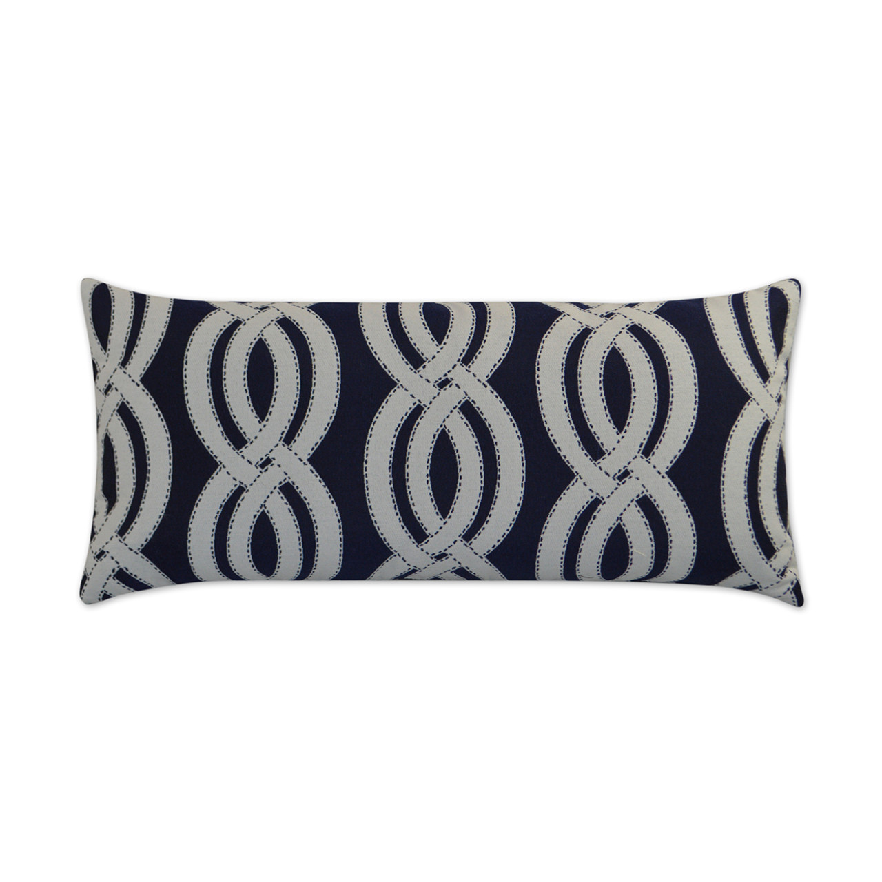 Sea Shore Navy Blue Lumbar Indoor Outdoor Pillow