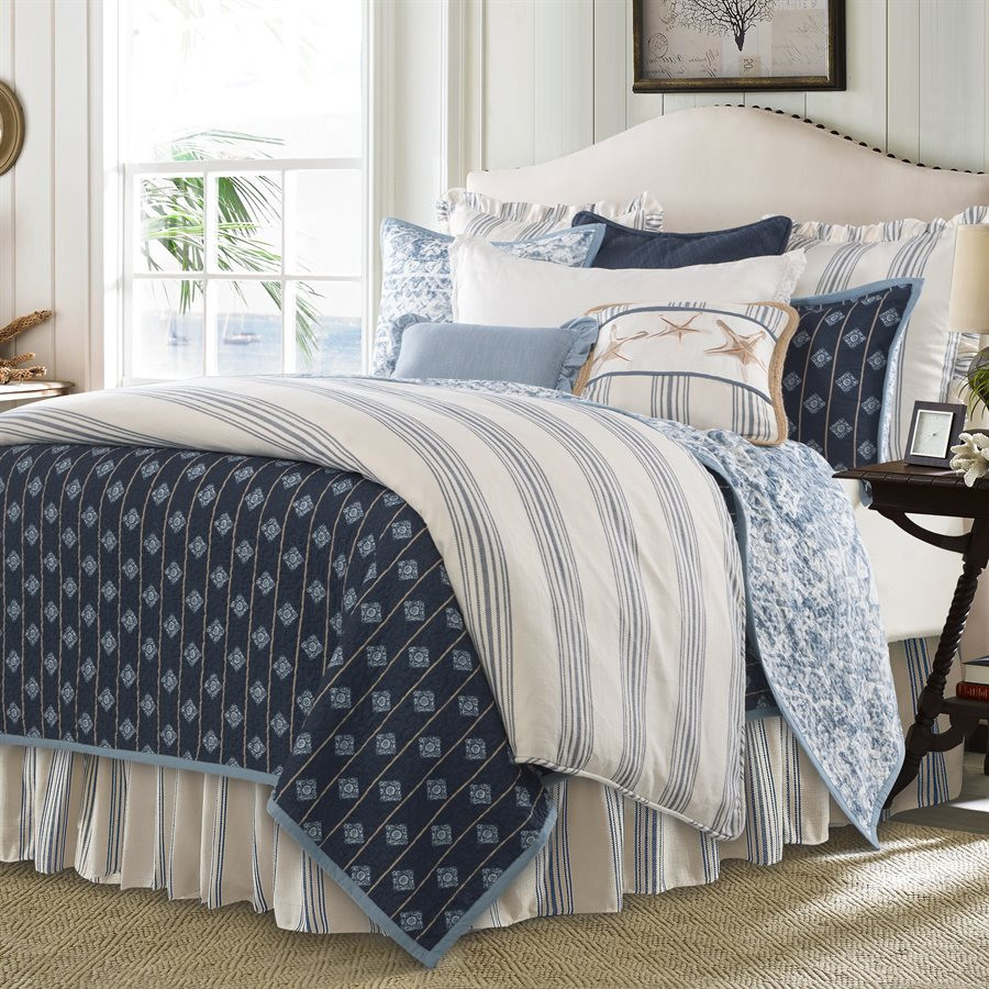 Prescott Navy Ticking Striped Duvet 