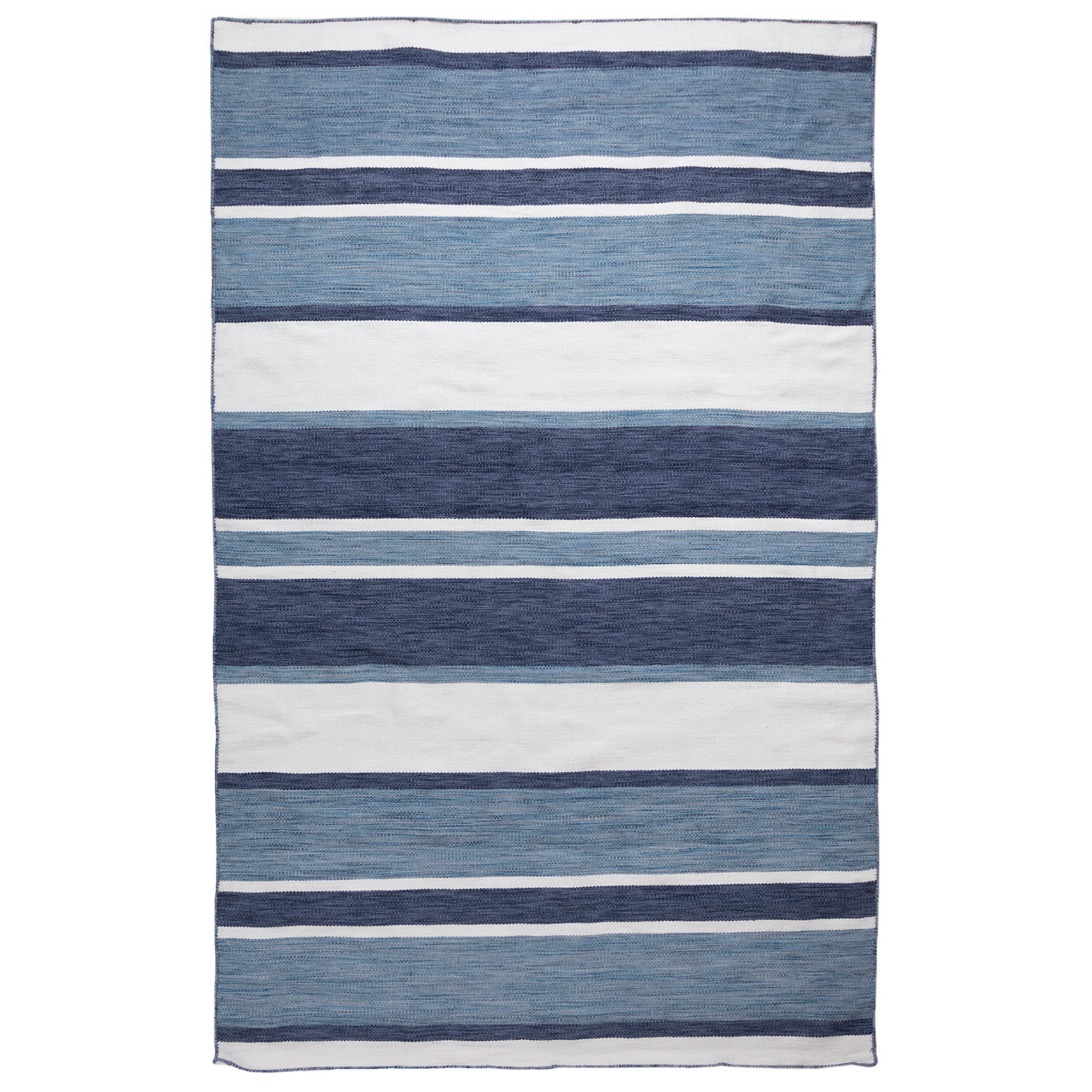 blue and beige striped rug