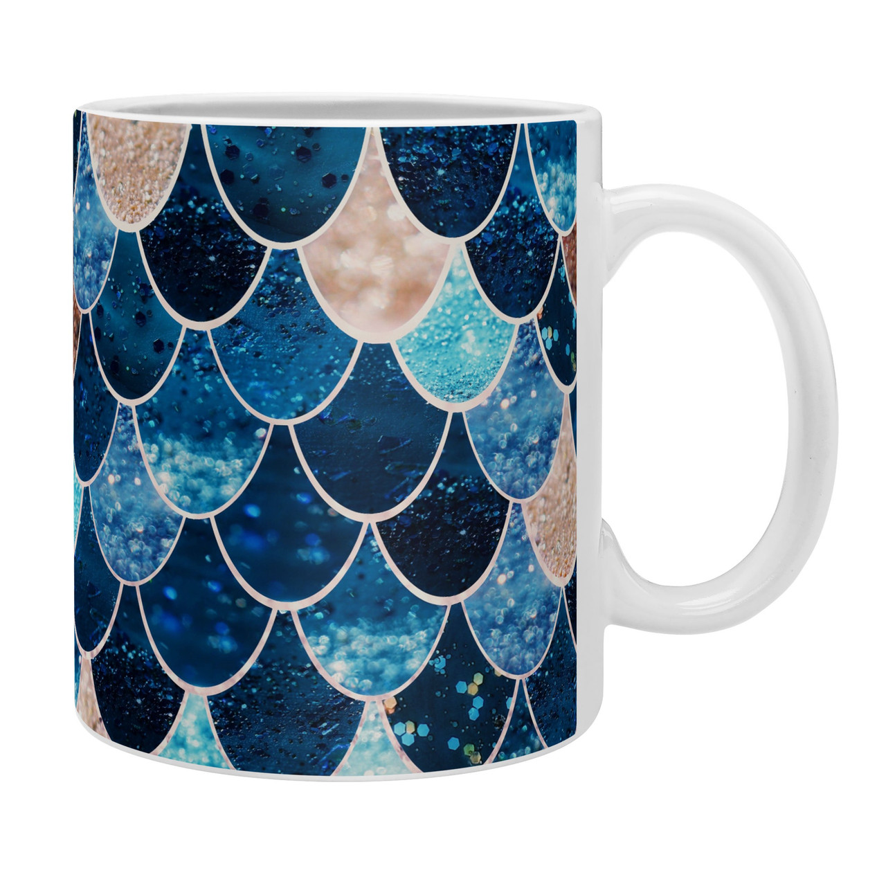 Real Blue and Gold Mermaid Coffee Mugs -Set of 4