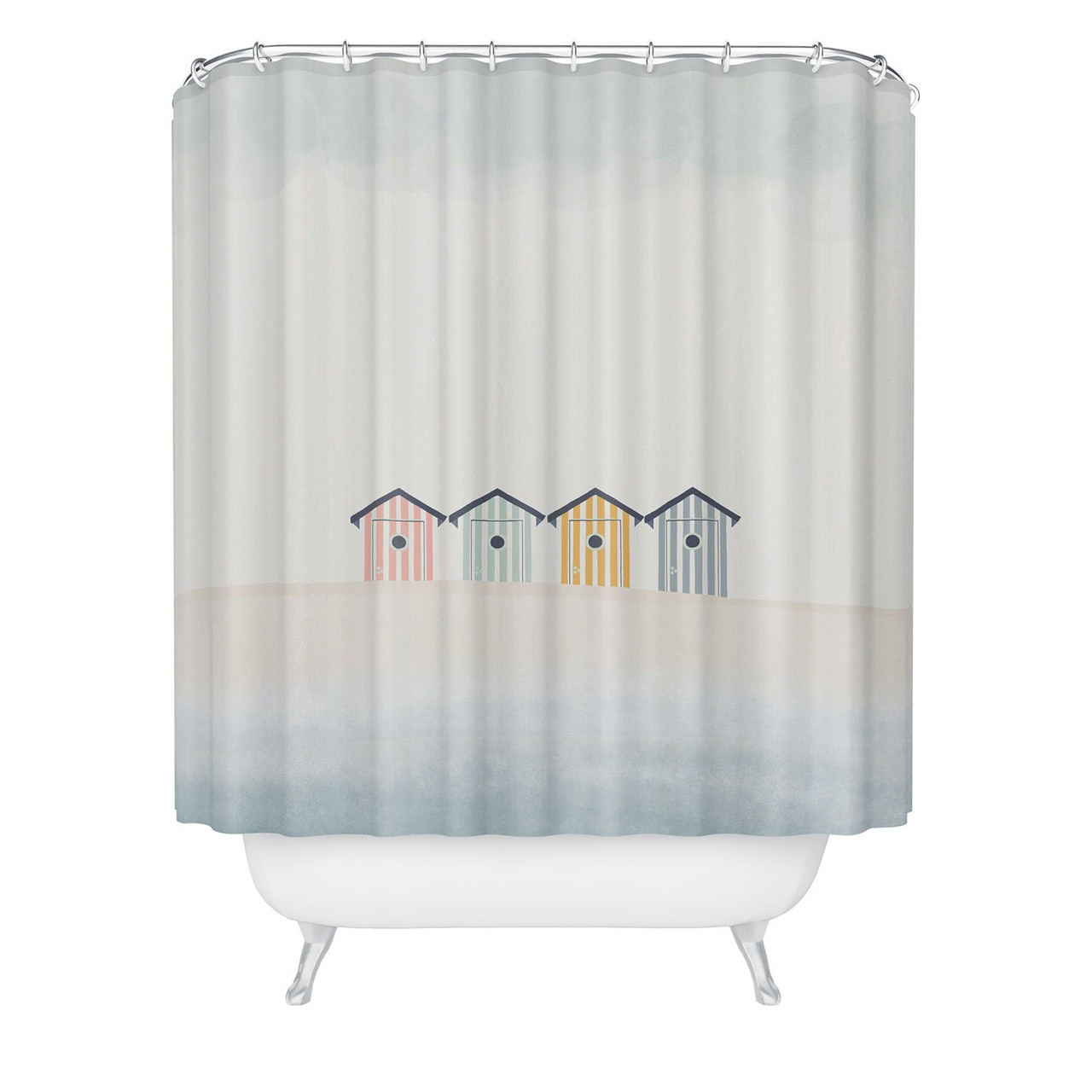 Beach Cabins by the Shore Shower Curtain
