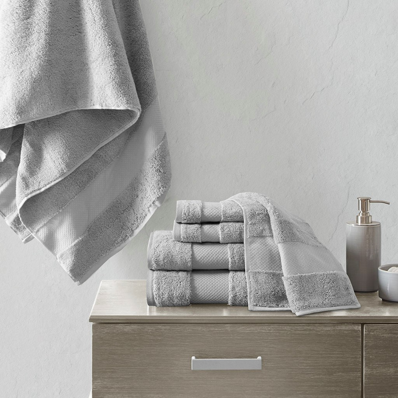 Turkish Cotton Fog Grey Bath Towel Set