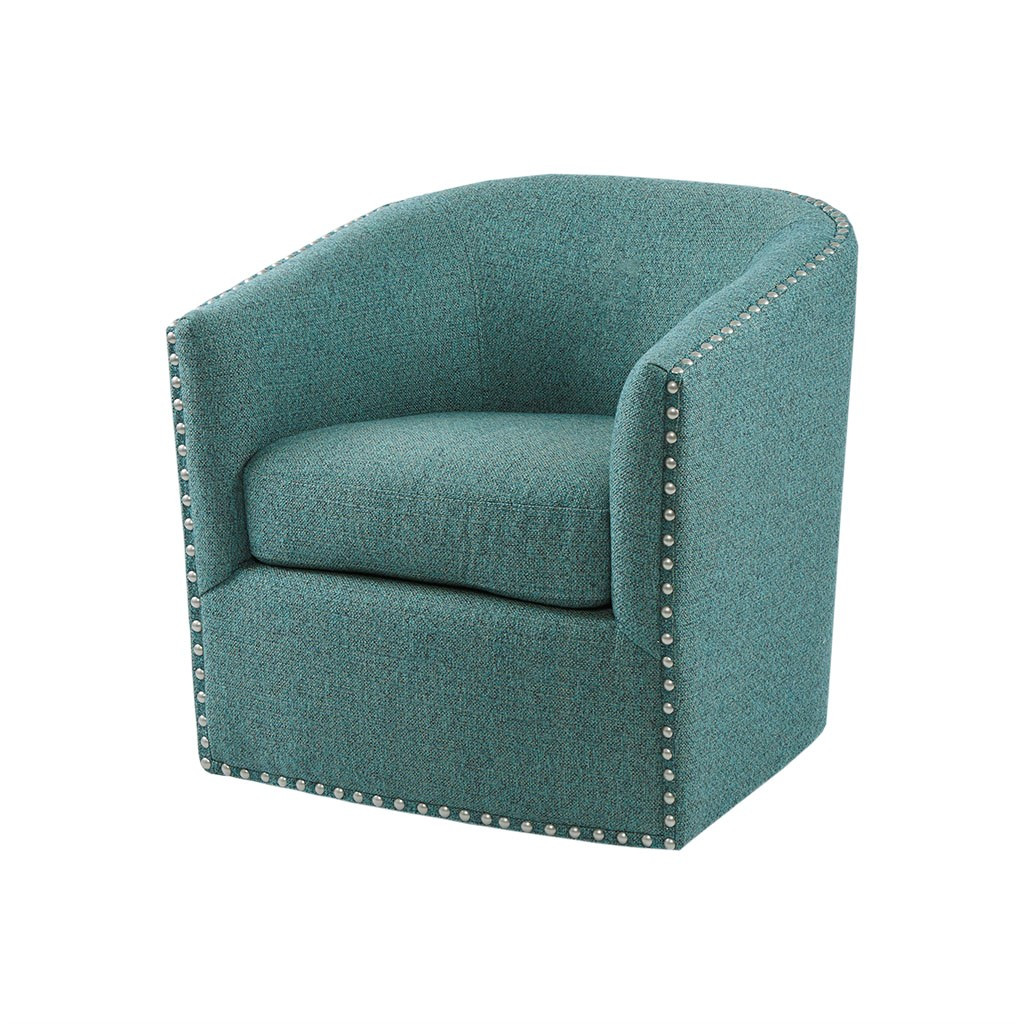 Shilshole Teal Upholstered Swivel Chair Caron's Beach House