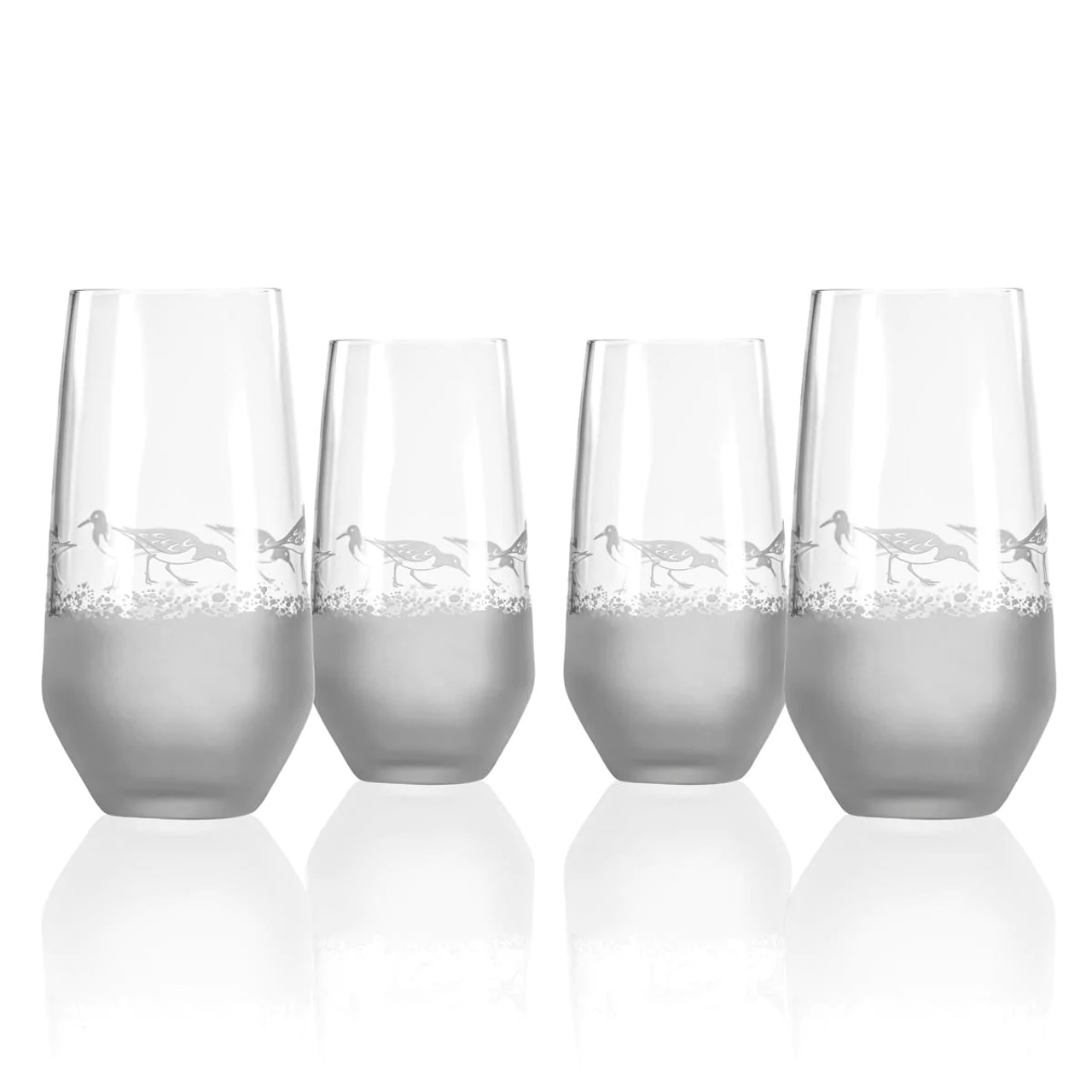 Sandpiper Frosted Set of Four Stemless Flute Glasses