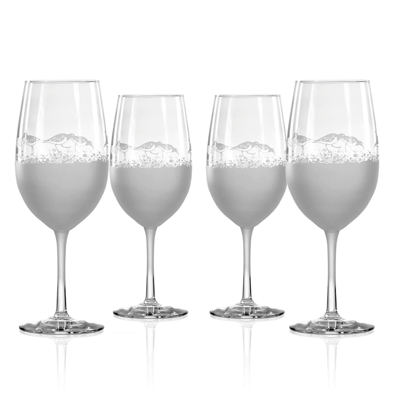 Sandpiper Frosted Set of Four Stemless Flute Glasses