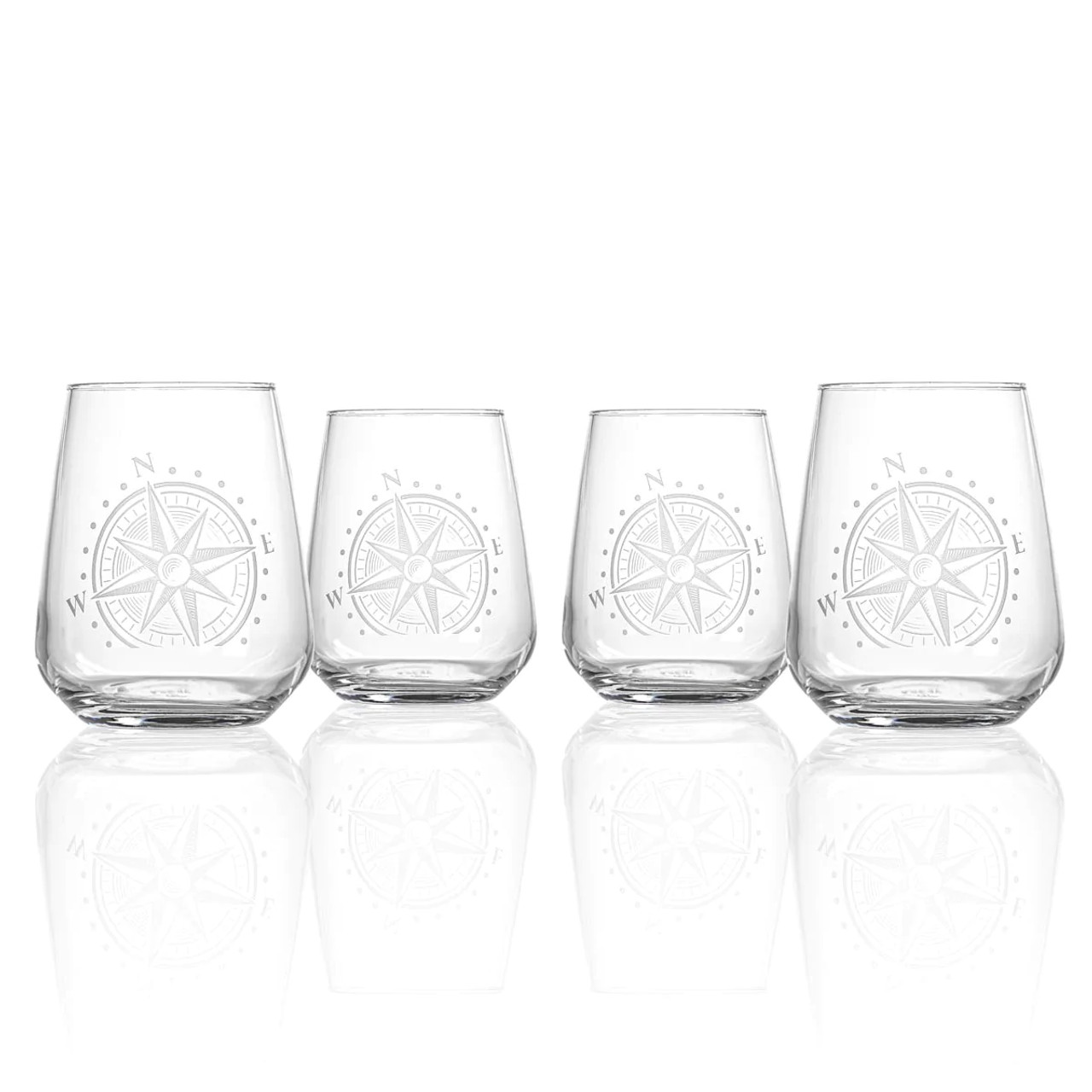 Sandpiper Frosted Set of Four Stemless Flute Glasses